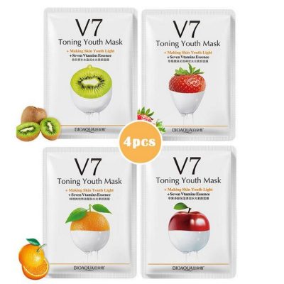 BIOAQUA V7 Toning Youth Seven Vitamins Fruit Face Sheet Mask - Pack of 4