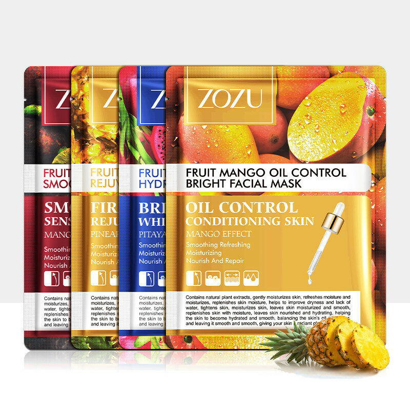 ZOZU Pack of 4 Fruit Moisturizing Face Sheet Mask