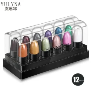 12 Colors Eyeshadow palette Pen Set Waterproof Long-Lasting Shimmer Glitter Eyeshadow