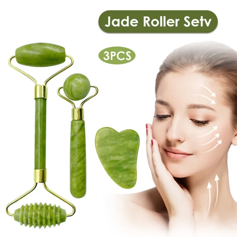 Massage Roller With Three Sets Of Facial Jade